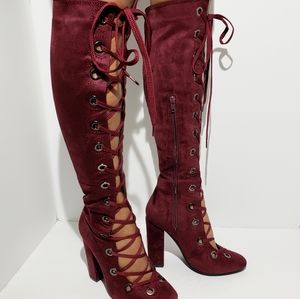 Bordeaux Full lace up boots
